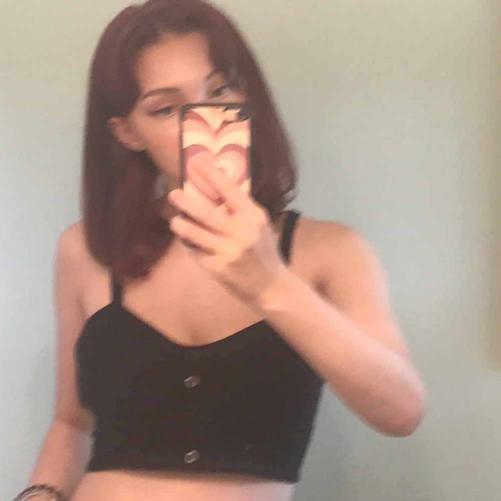 Black Crop Top With Buttons